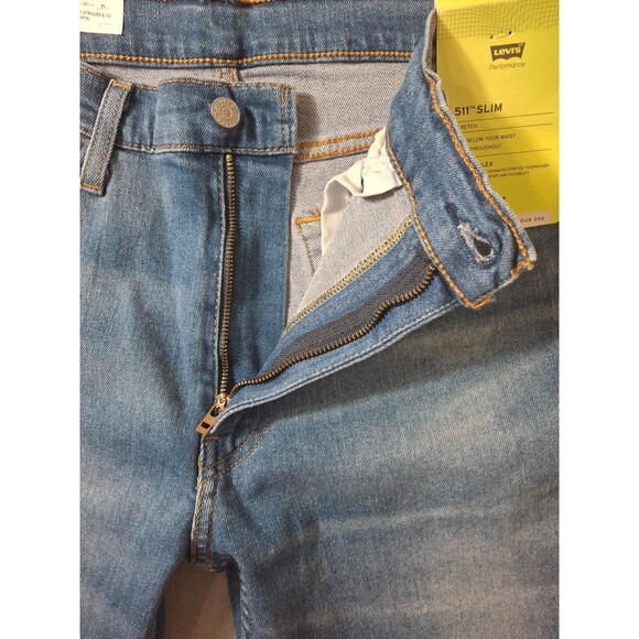 Levi's 511 Jeans Slim 36x232 Blue Performance Stretch Medium Wash Whiskering NWT - Picture 8 of 10